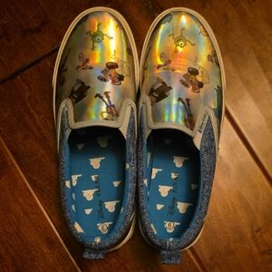 Disney Silver Slip-On Loafers with Characters